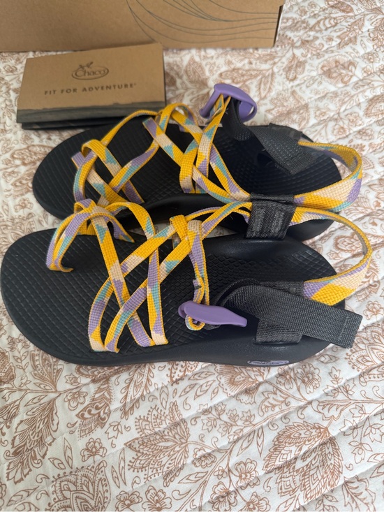 Chaco Shoes - Chaco Women’s Strappy Sandals in Black, Yellow & Lavender new size 5
